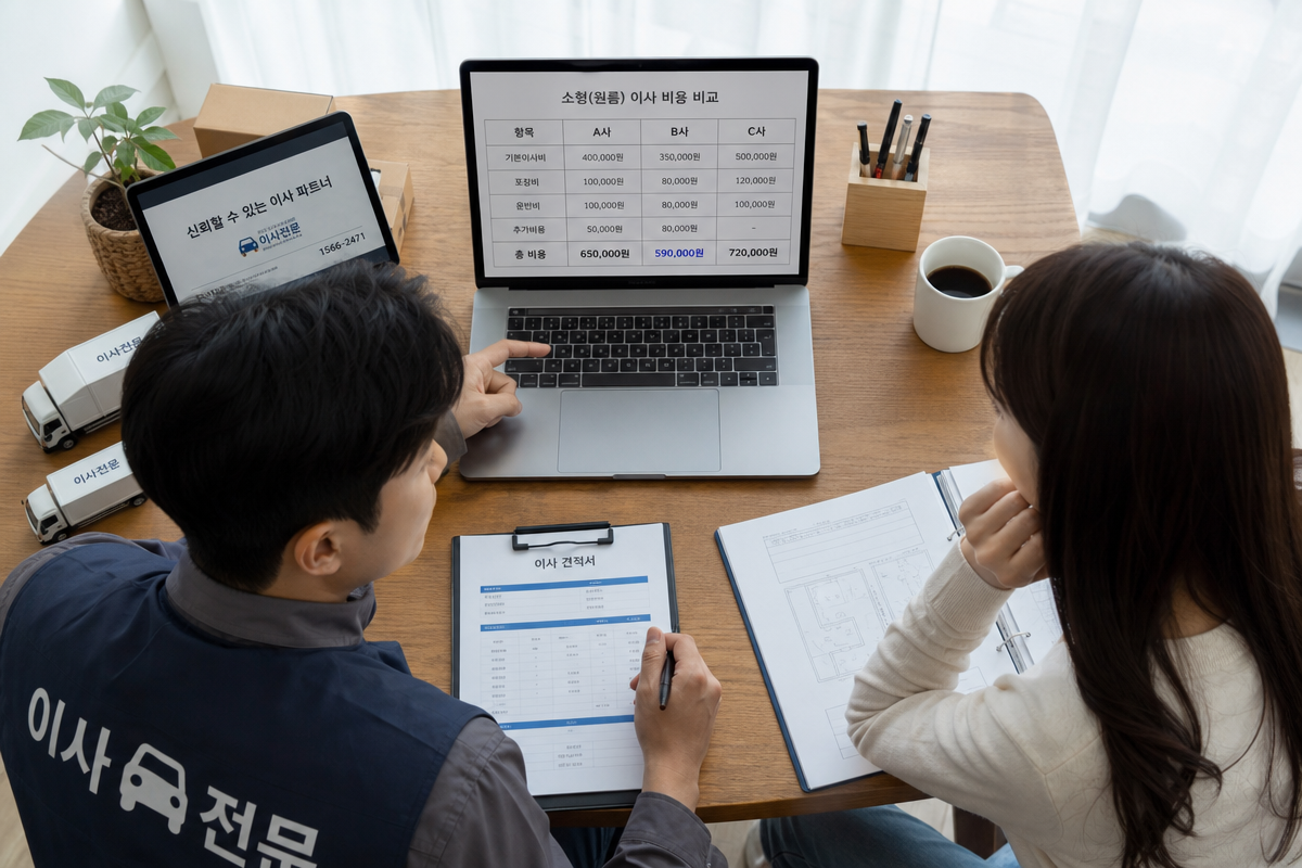용달이사 - 원룸 이사 비용과 거리·서비스별 요율 구조