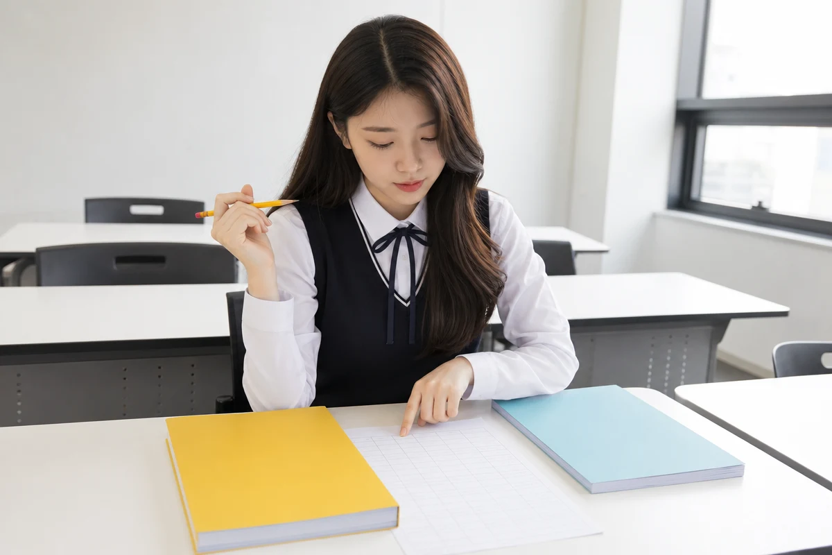 토익학원 반 선택을 위해 현재 실력과 목표 점수를 비교하는 학습자