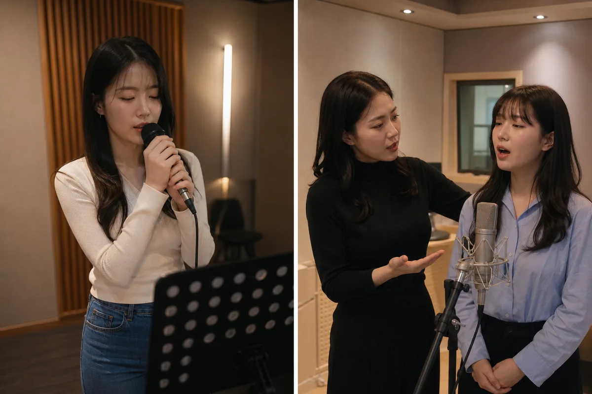 보컬학원 취미반 실습과 전문반의 체계적 보컬 레슨 장면