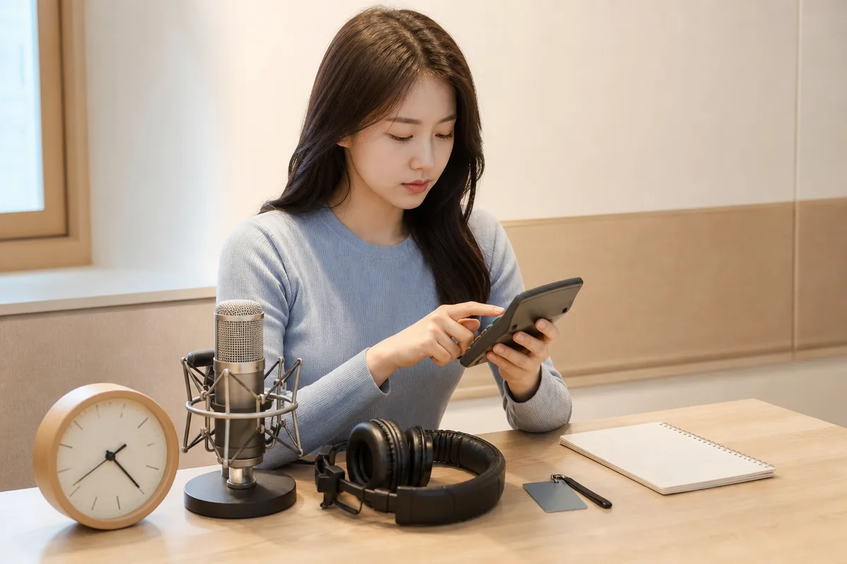 보컬레슨 비용 비교를 위해 수업 시간과 연습실 조건을 확인하는 수강생