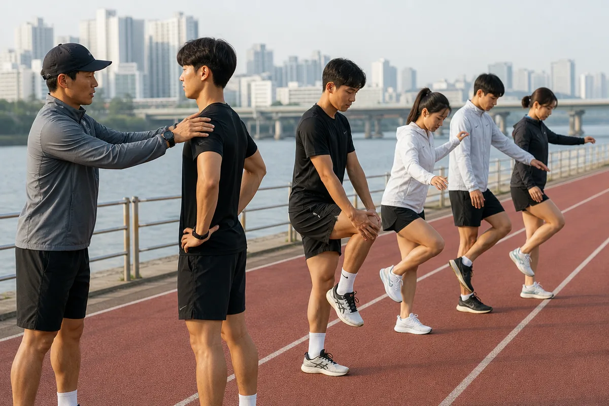 서울 트랙에서 개인 자세 교정과 그룹 균형 훈련을 비교하는 달리기 레슨 서울