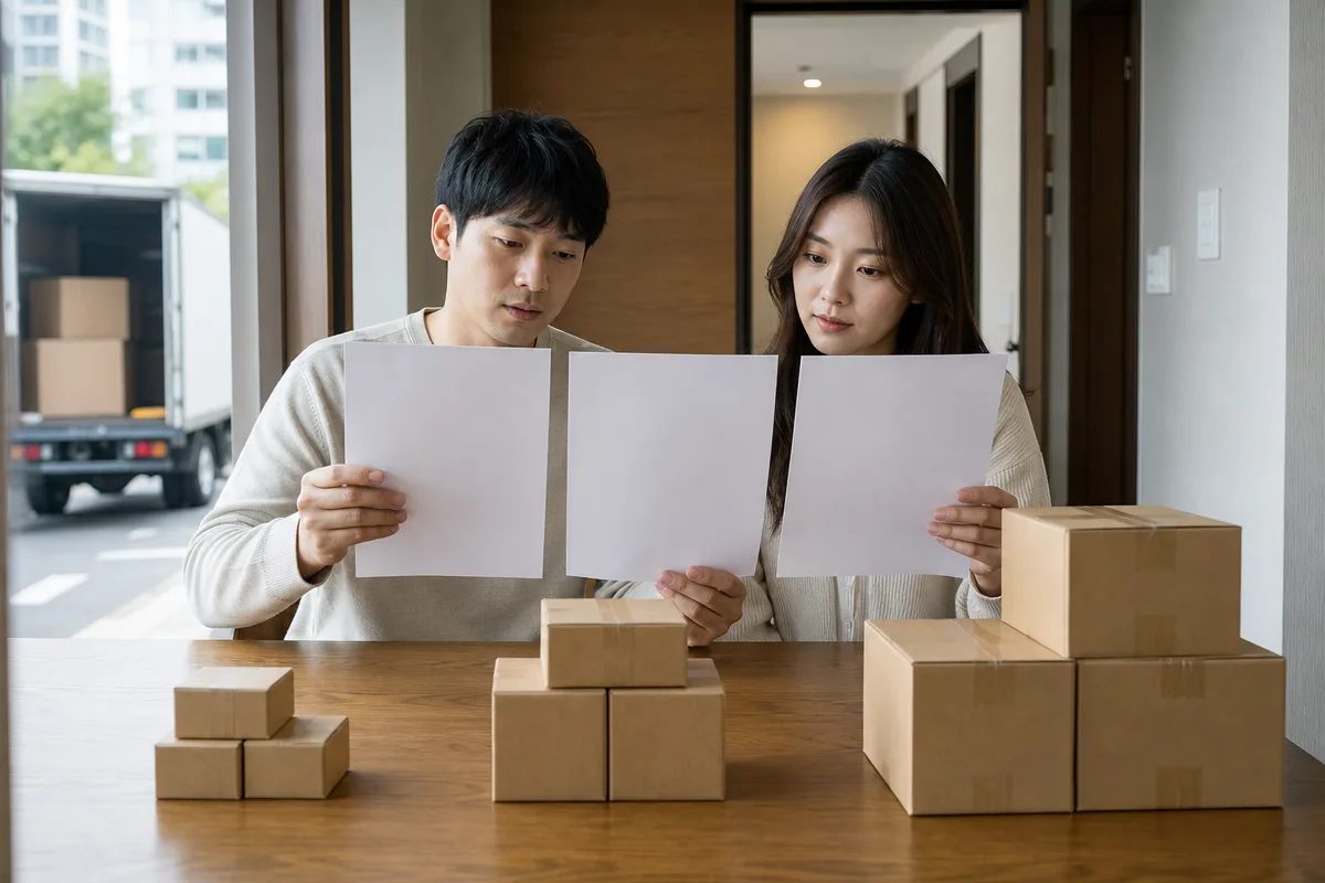 원룸부터 넓은 집까지 짐량별 반포장이사 비용 견적을 비교하는 모습